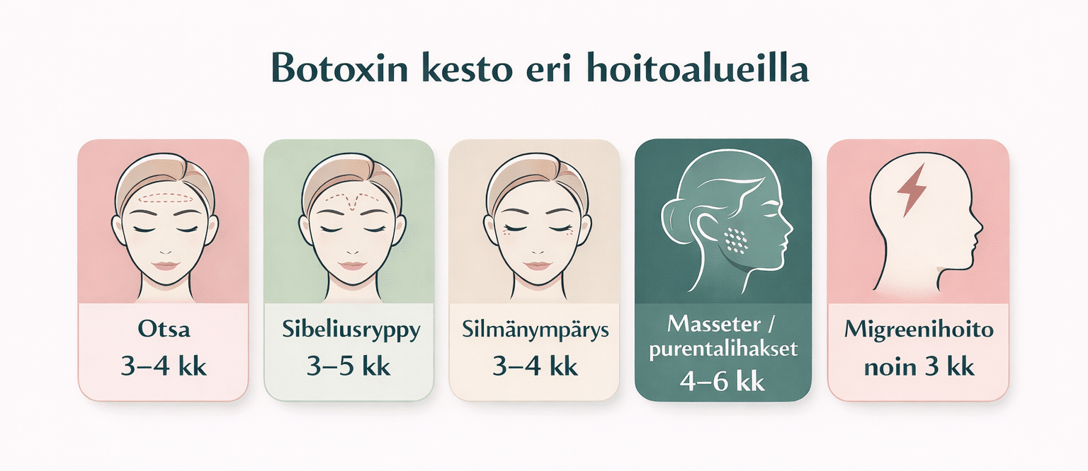 botox kesto hoitoalueilla