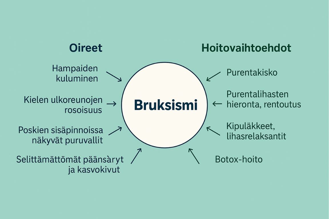 Bruksismin oireet ja hoitomuodot