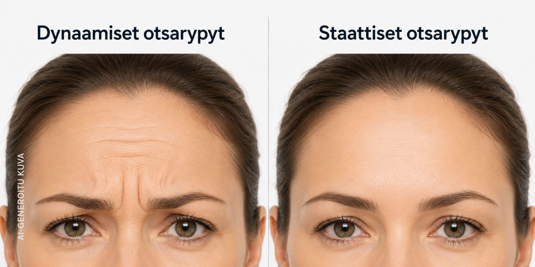 Dynamic and static forehead wrinkles in the comparison image.