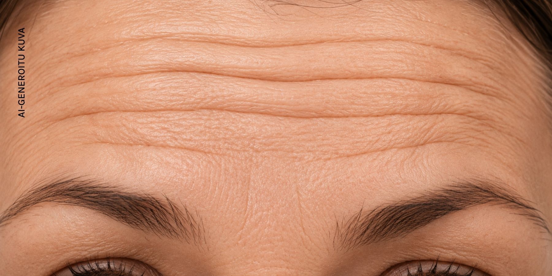 Horizontal forehead wrinkles in a close-up